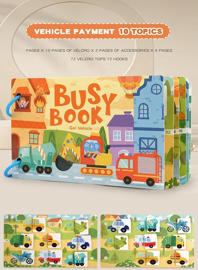 MTL Montessori Busy Book for Babies – Early Learning Quiet Book Educational Matching Toy for Kids (Vehicle) - Image 3